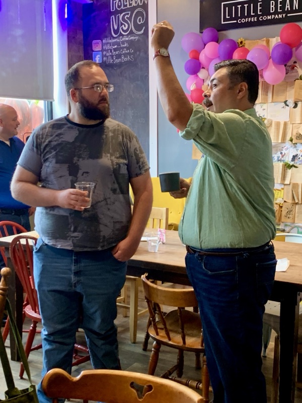 Jose Martinez at a coffee meet and greet at Little Bean Coffee Company in Lake County, Illinois